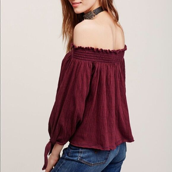Free People | We The Free Lexington Off Shoulder Tee Red Sz XS - Picture 2 of 7